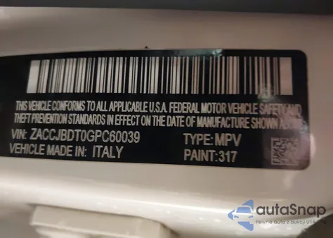 2016 Jeep Renegade Limited from USA, damaged, VIN ZACCJBDT0GPC60039